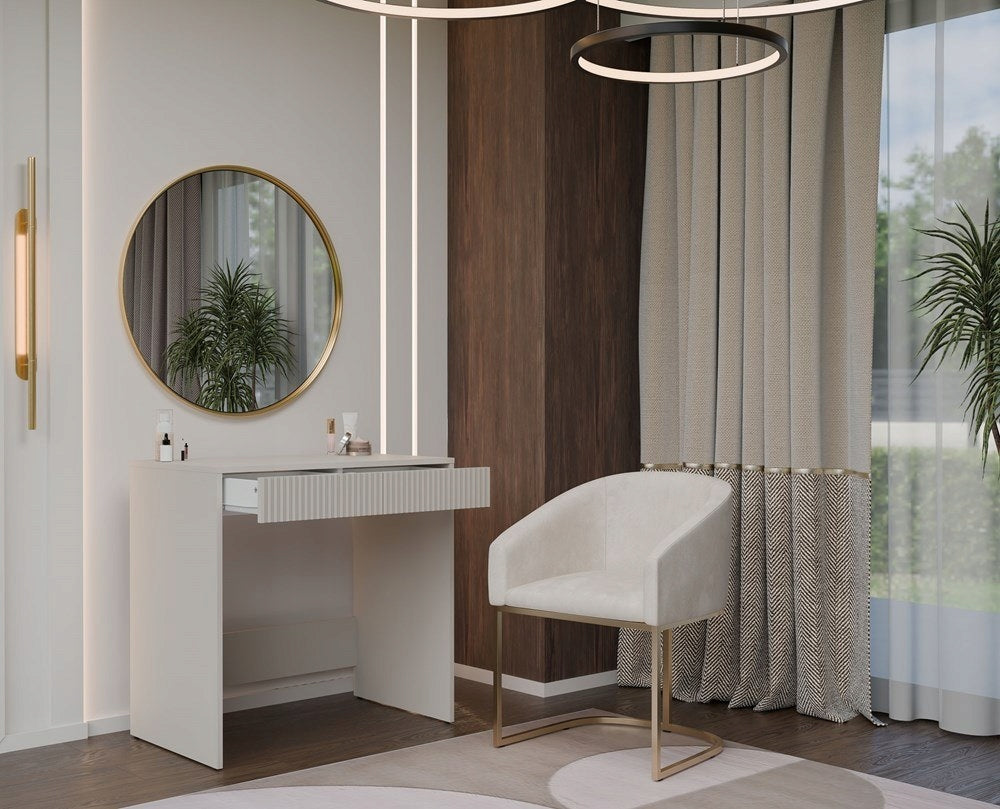 Desk Dressing Table with 2 Drawers Cashmere Beige Modern Simple Maria Slim EAN (GTIN) 5903181452383