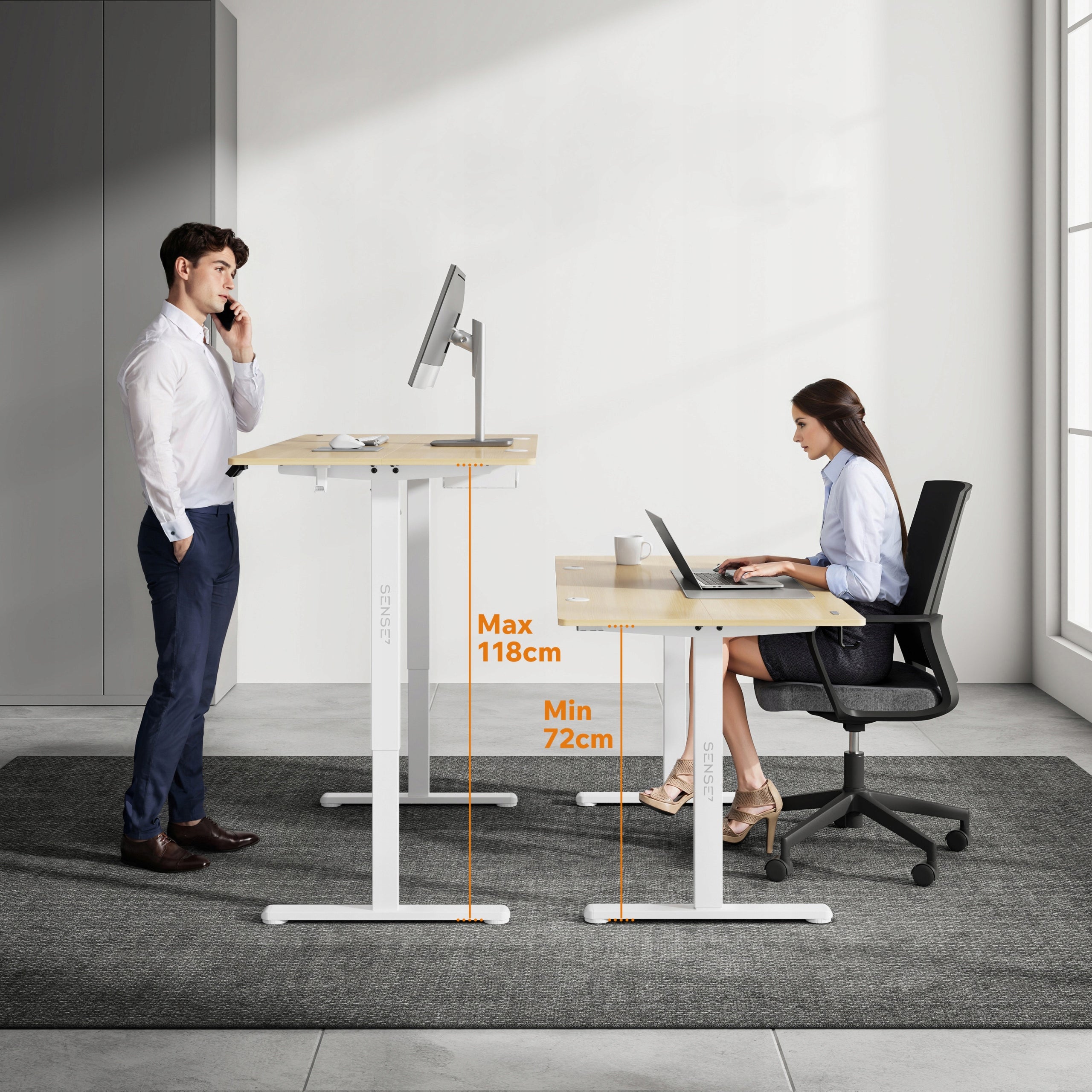 Desk Electrically Adjustable 140x70cm Height Adjustment 72-118cm SENSE7 Manufacturer code 13258029