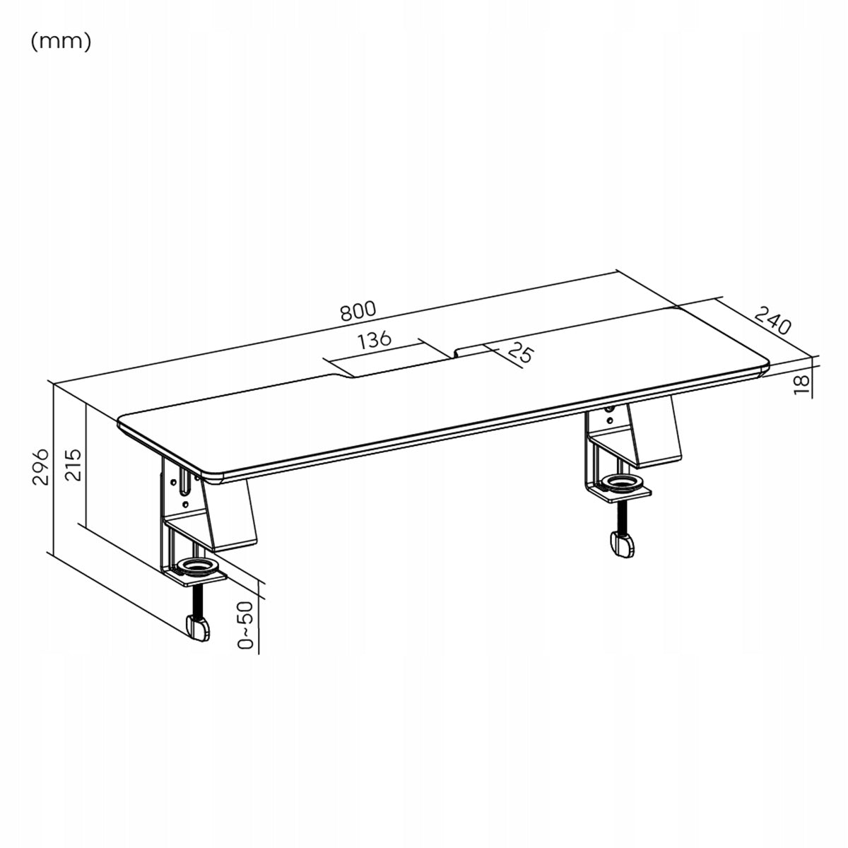 Desk Extension Shelf 80cm for Monitor Clamps Spacetronik black Manufacturer code SPPHUGEL11B