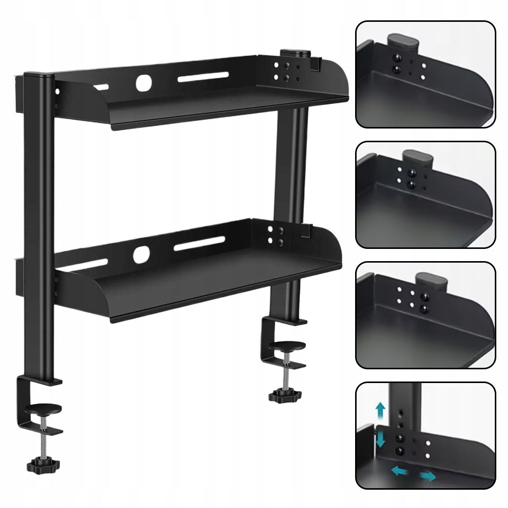 Desk Extension Shelf Adjustable Monitor Organizer Holder Black