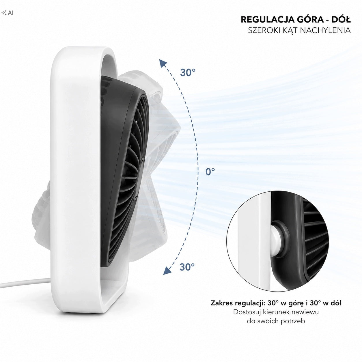 Desk Fan Mini Portable Quiet Adjustable White Packaging status original
