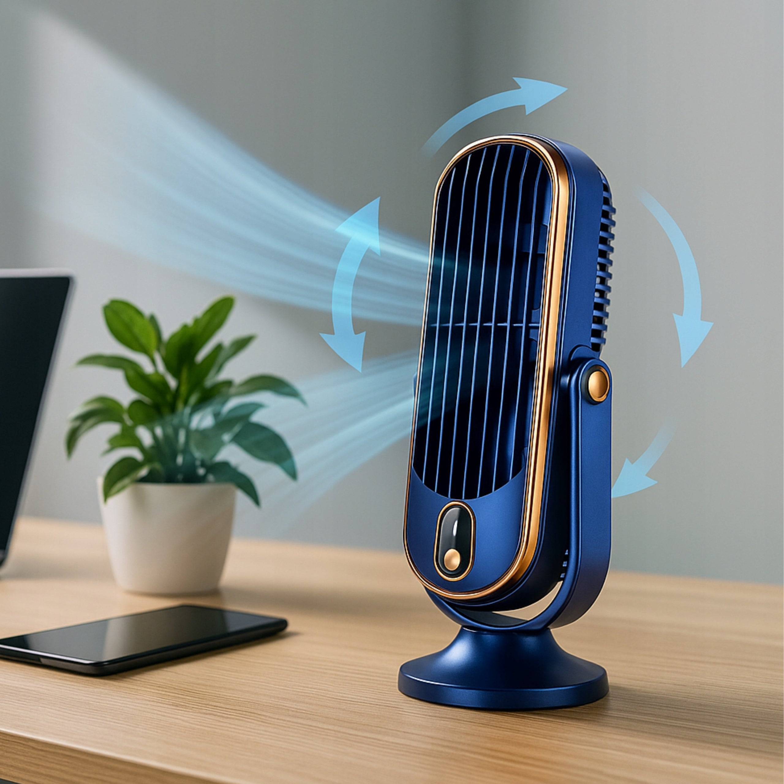 Desk Fan Standing Fan With 5 Speeds Powerful 4000mAh USB Brand Yifeng