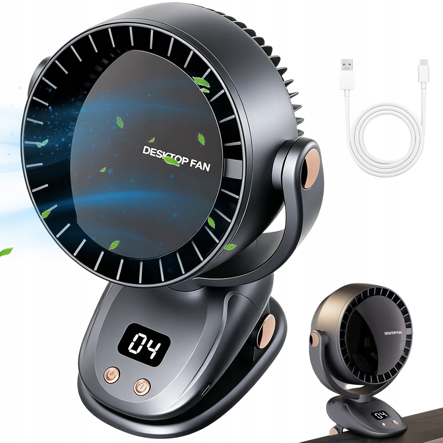 Desk Fan Windmill Portable Usb Clip Rechargeable Battery 3600mah 6 Modes