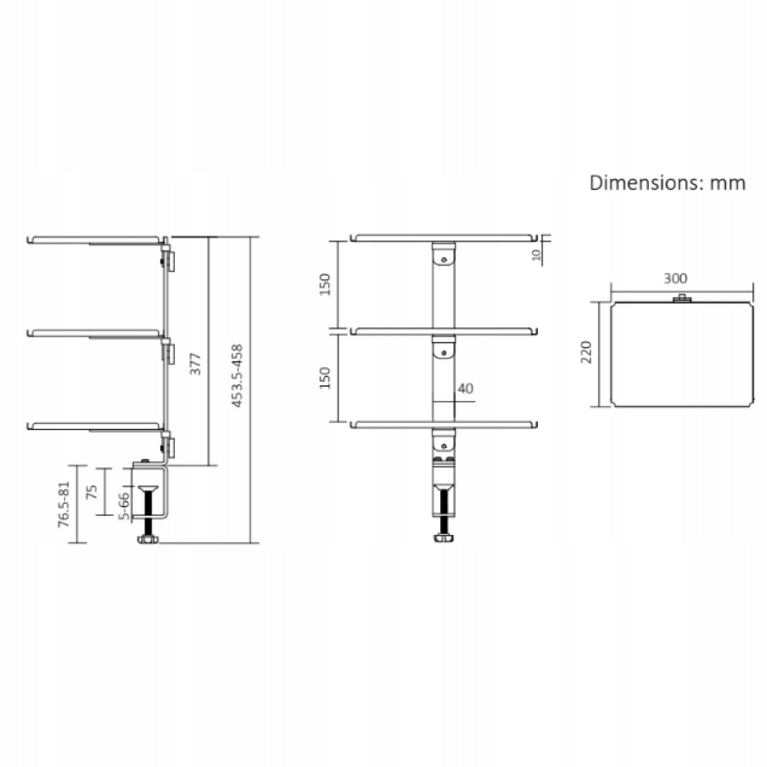Desk Organizer for Documents A4 Spacetronik Metal Desk Extension Manufacturer code SPB147W