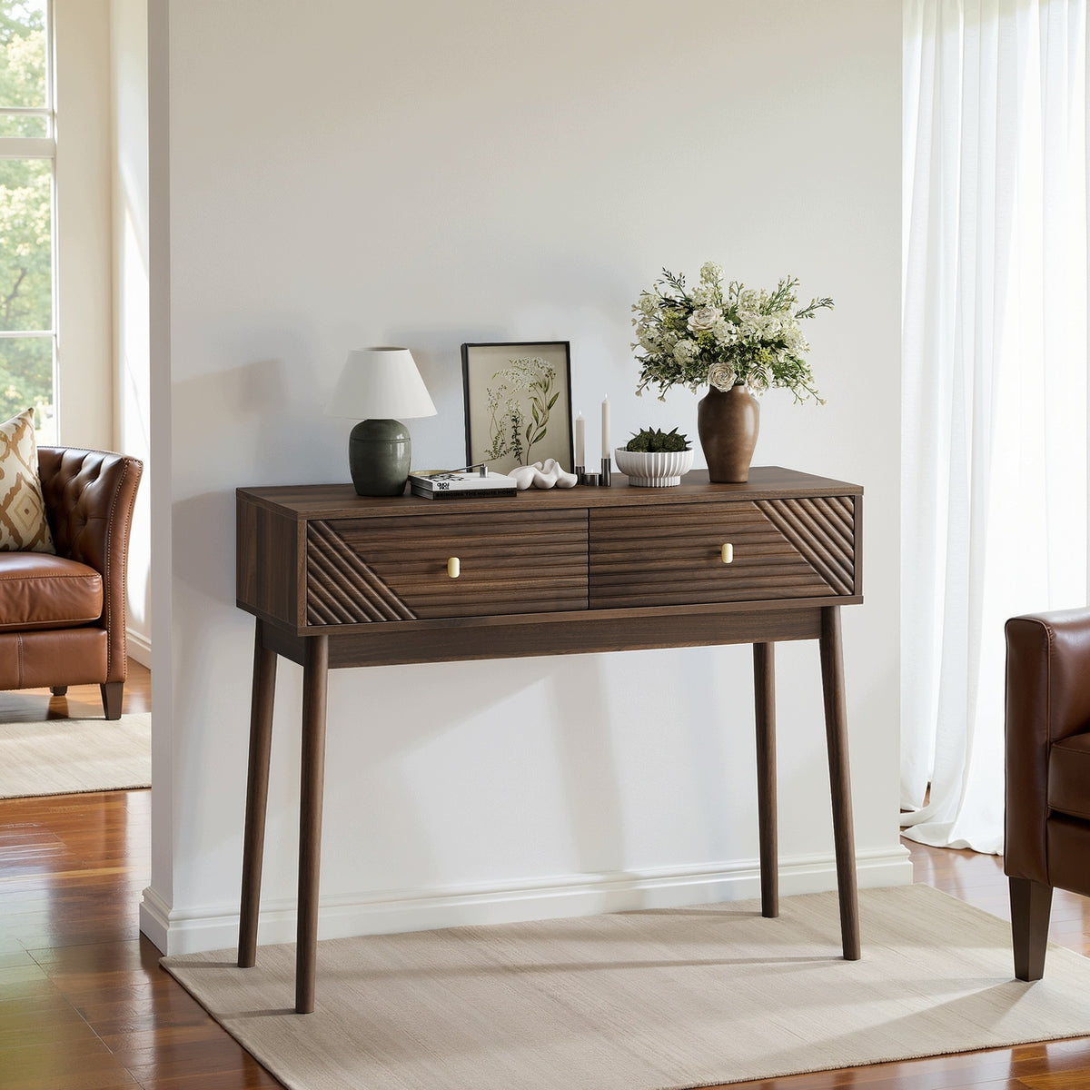 Desk, antique reception with open shelves, coffee table, walnut Manufacturer code 8008918038674