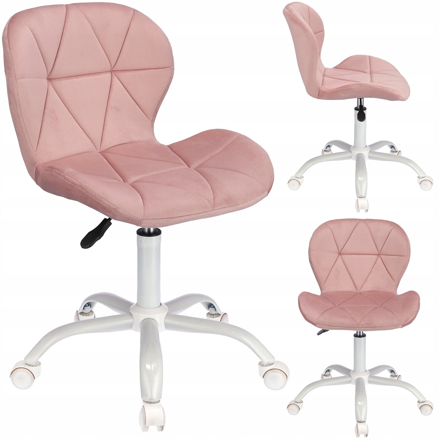Desk chair on wheels SWIVEL for desk ENDO velour pink JUMI