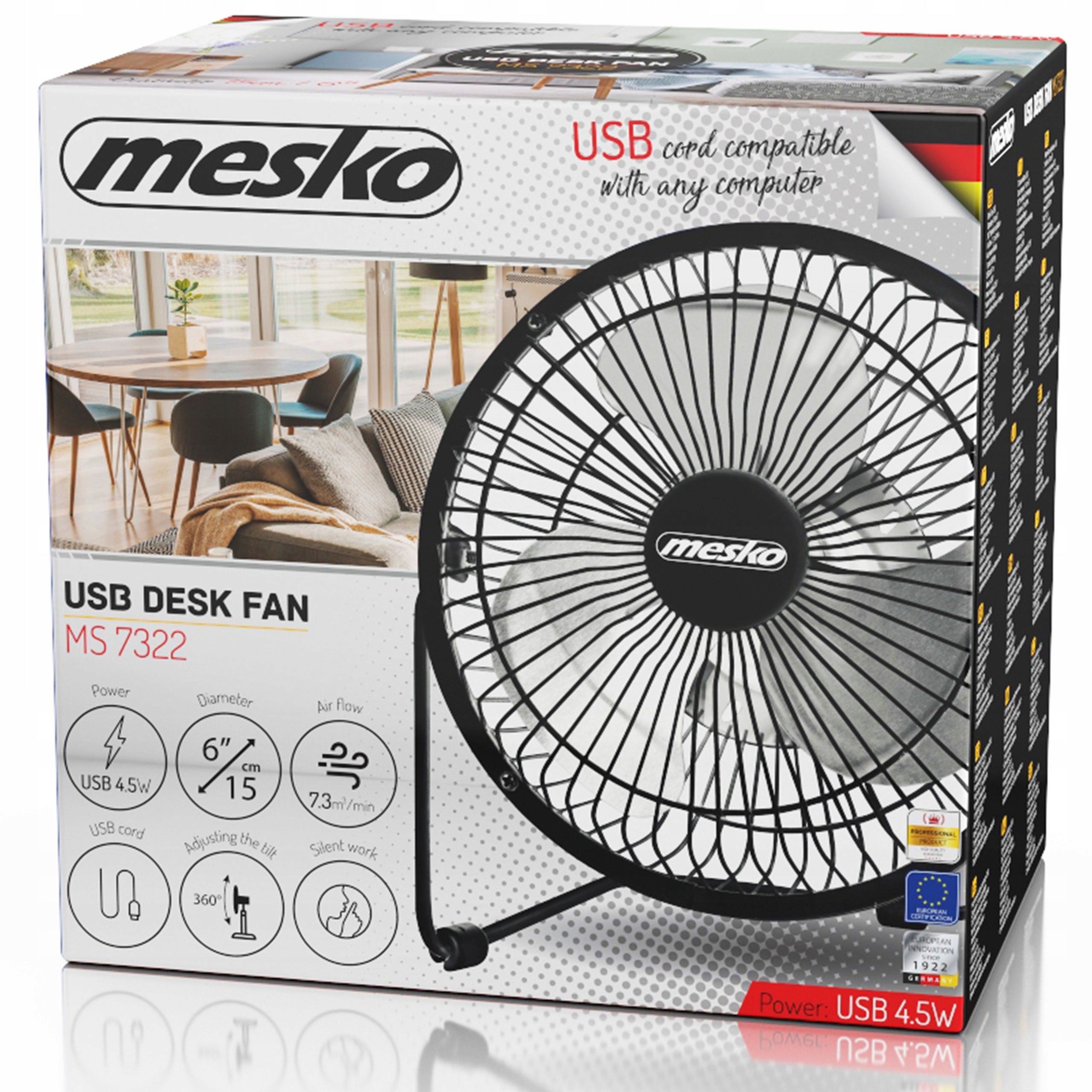 Desk fan 15cm USB Mesko Manufacturer code MS7322