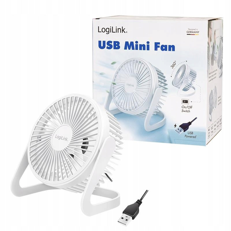 Desk fan USB LogiLink UA0402 12,7 cm 30 dB white
