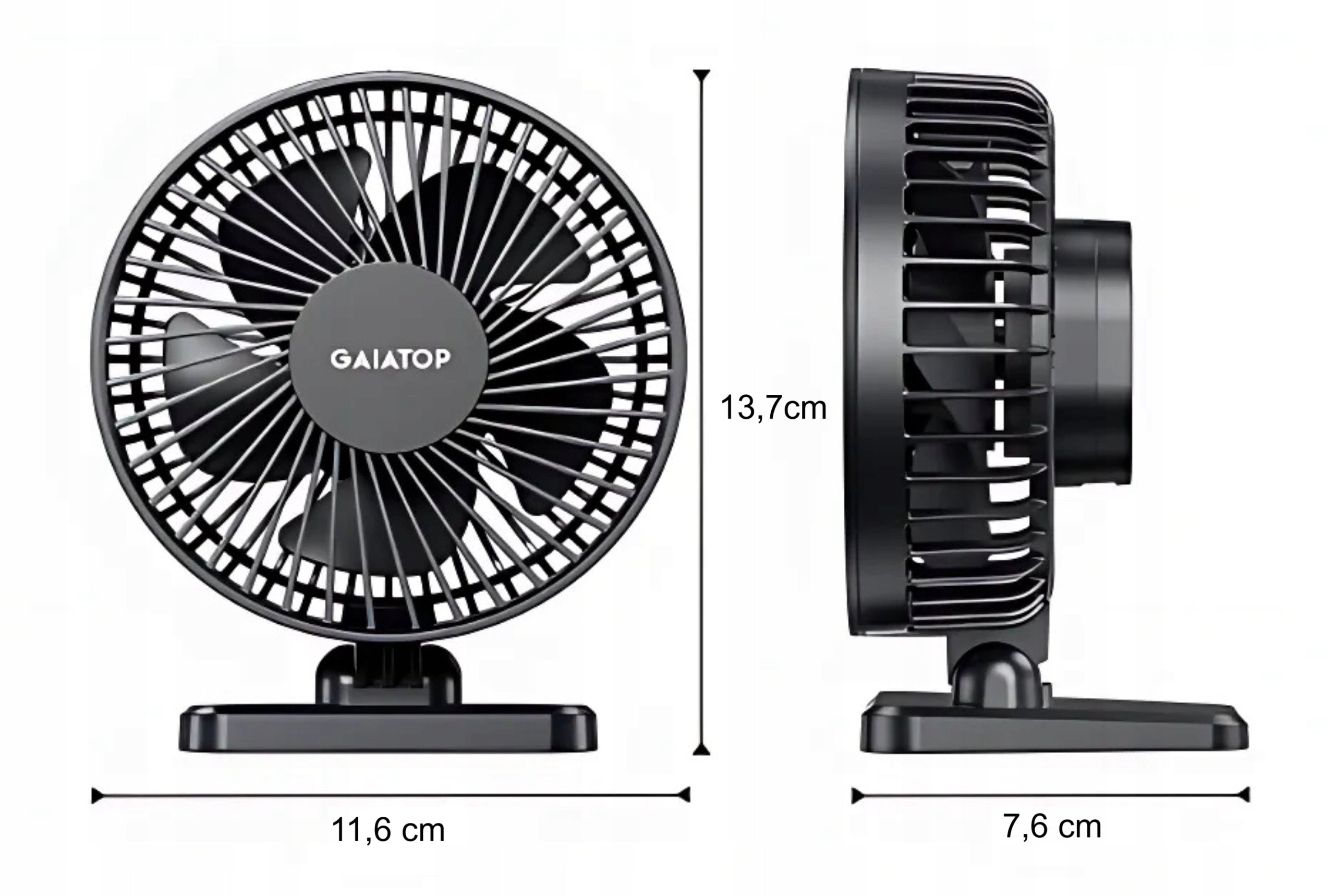 Desk fan for USB quiet small has 3 speeds 11cm Dominant color black