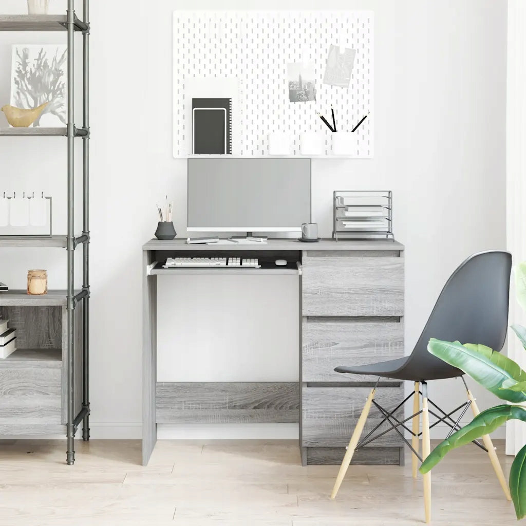 Desk, grey sonoma oak, 90x45x76 cm, material Brand VidaXL