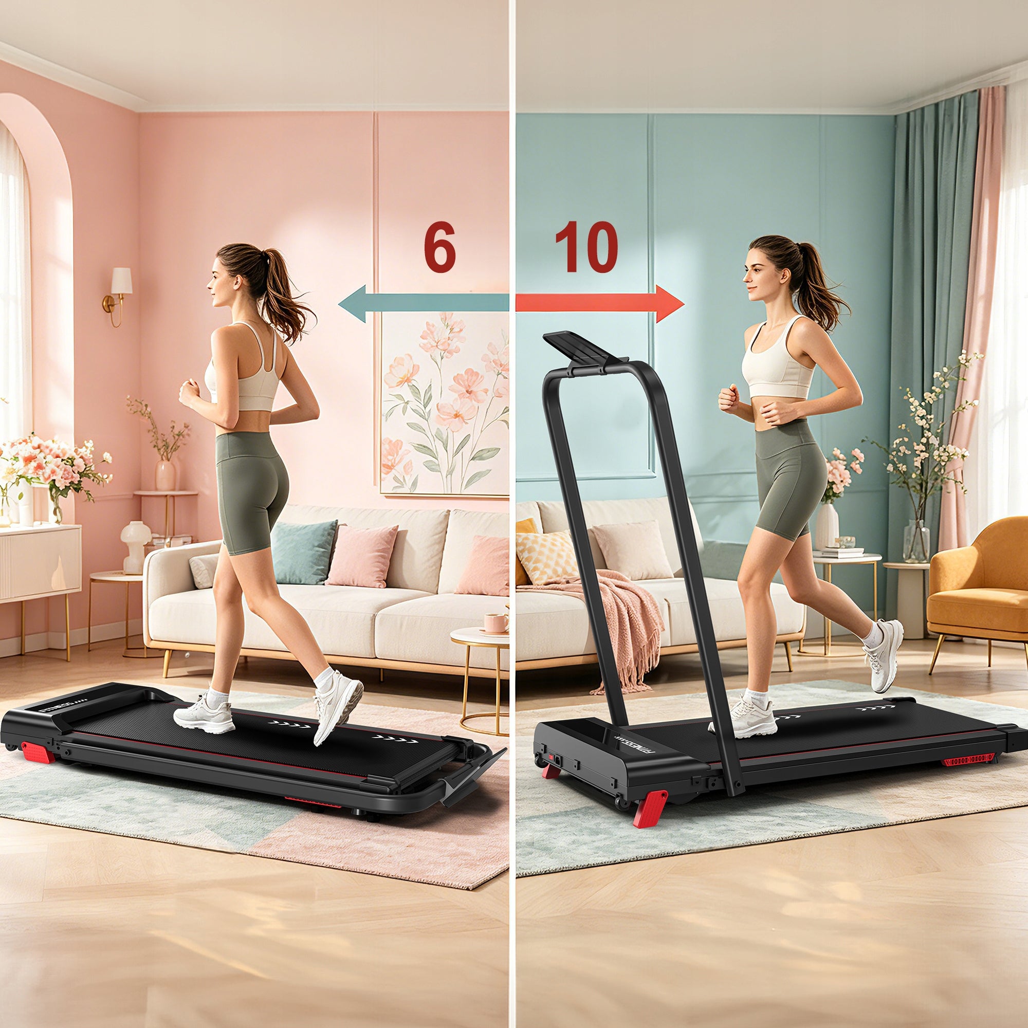 Desk treadmill 2in1 10km/h, 2,5HP, quiet, foldable for home and office Manufacturer code 6976909986148
