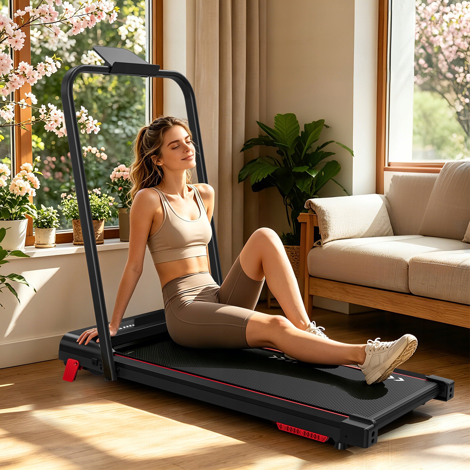 Desk treadmill 2in1 10km/h, 2,5HP, quiet, foldable for home and office Measurements training duration distance number of steps speed burned calories