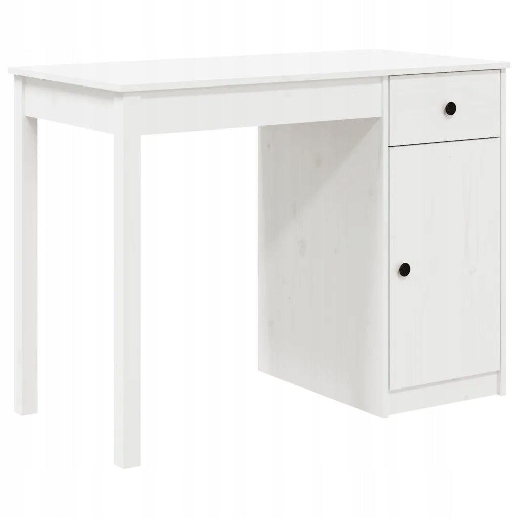 Desk, white, 100x50x75 cm, solid pine wood
