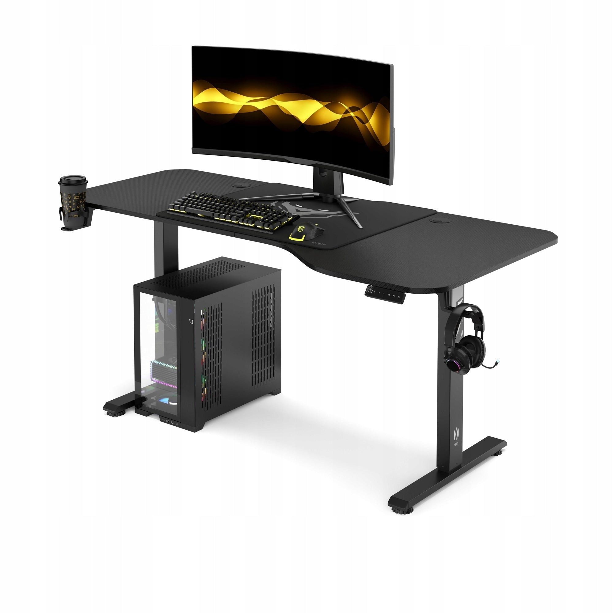 Desk with Electric Height Adjustment 160cm DIABLO X-TENSIO Black