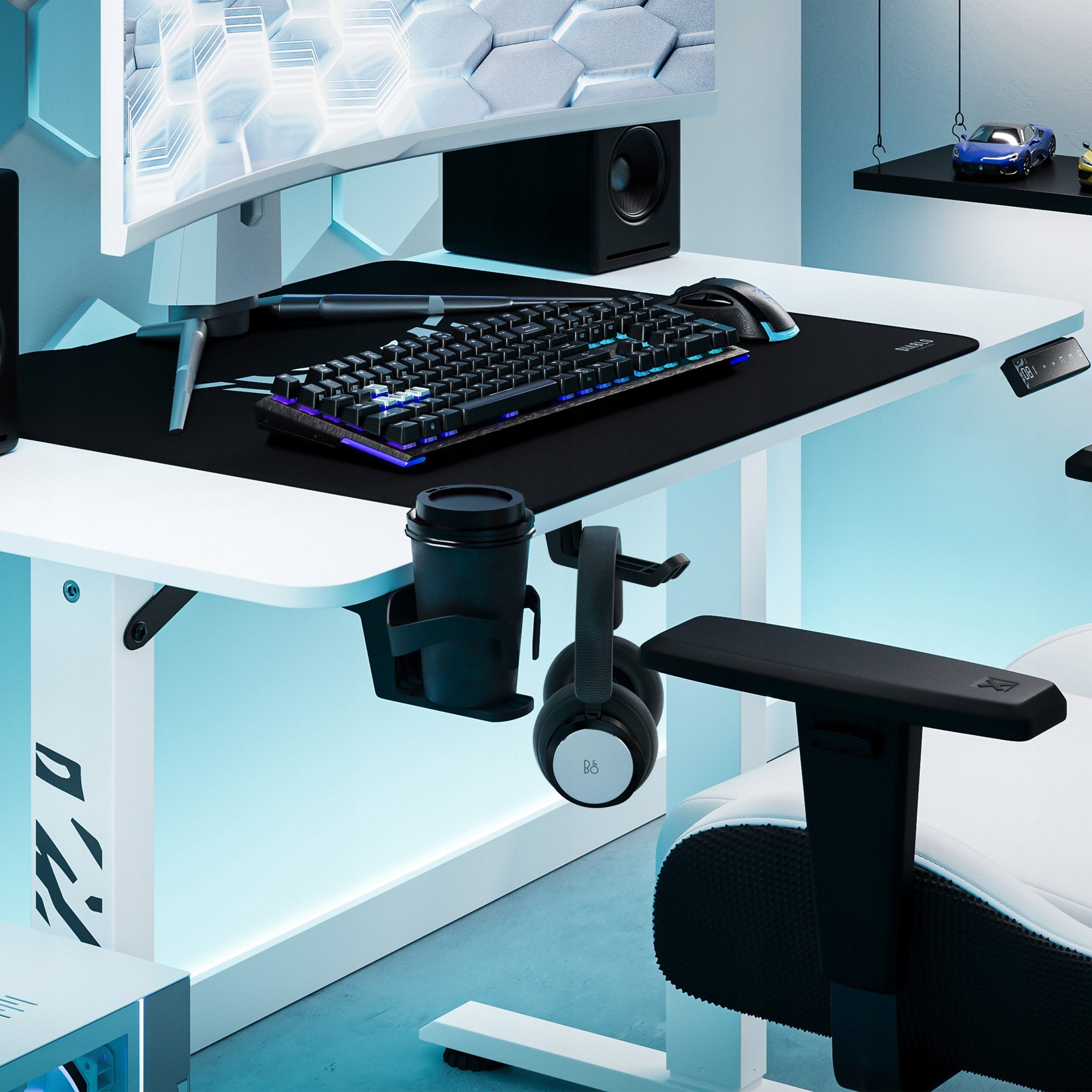 Desk with Electric Height Adjustment Small 110 cm DIABLO X-TENSIO White Brand Diablo Chairs