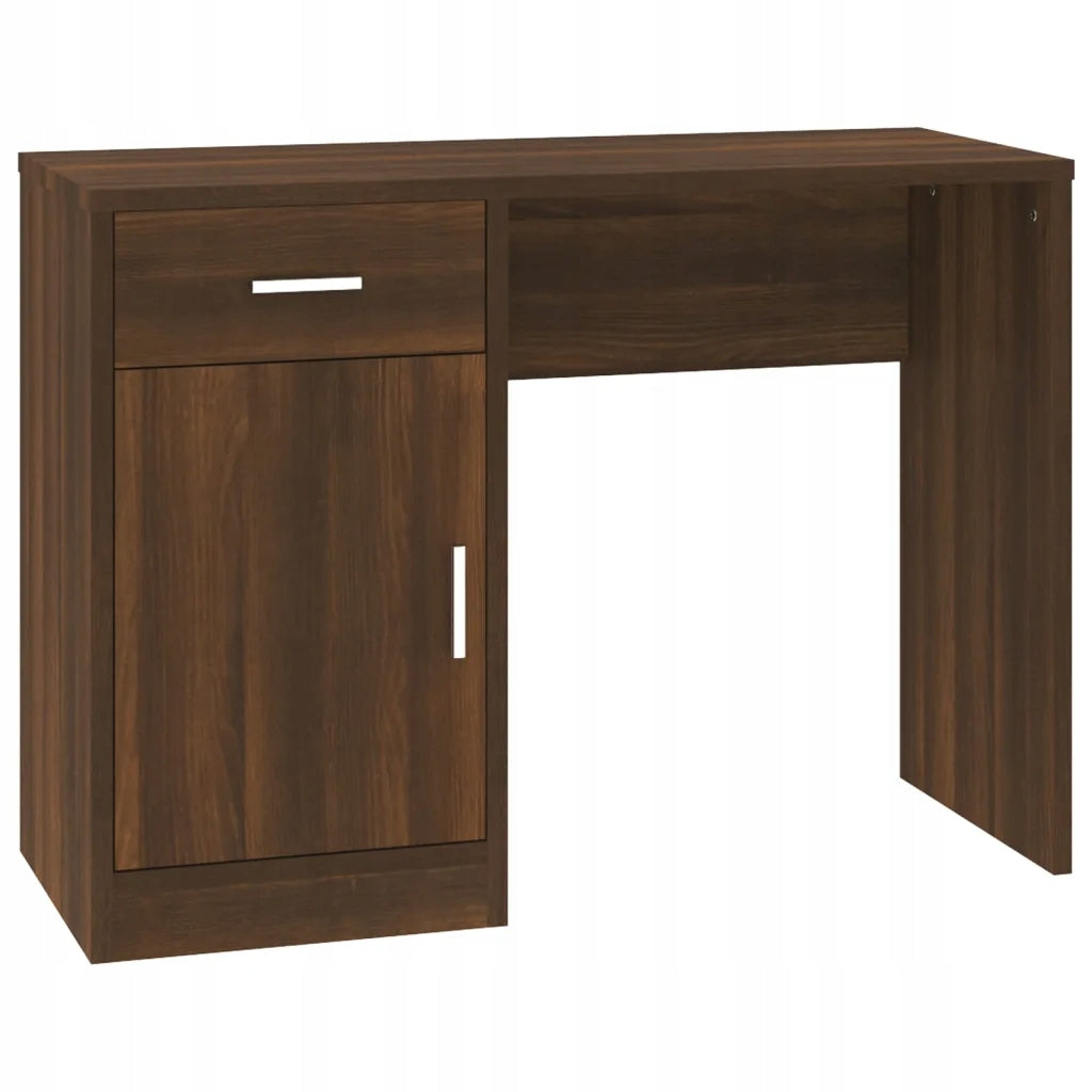 Desk with drawer and cabinet, brown oak, 100x4