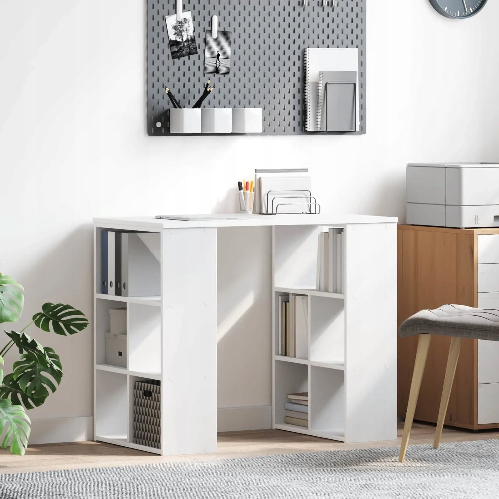 Desk with shelf White 90 x 50 x 75 cm Wood-based material Furniture color white
