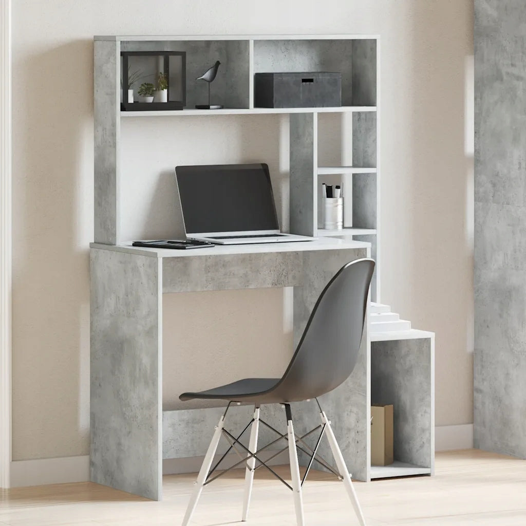 Desk with shelves, concrete grey, 100x45x140 cm Brand VidaXL