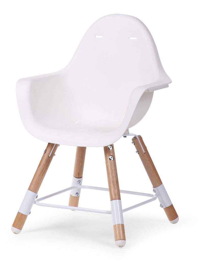 Dětská jídelní židle 2v1 Evolu 2 Natural/White s bezpečnostními pásy Color pink