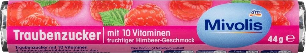 Dextrose Tablets 10 Vitamins Raspberry Flavour 44g