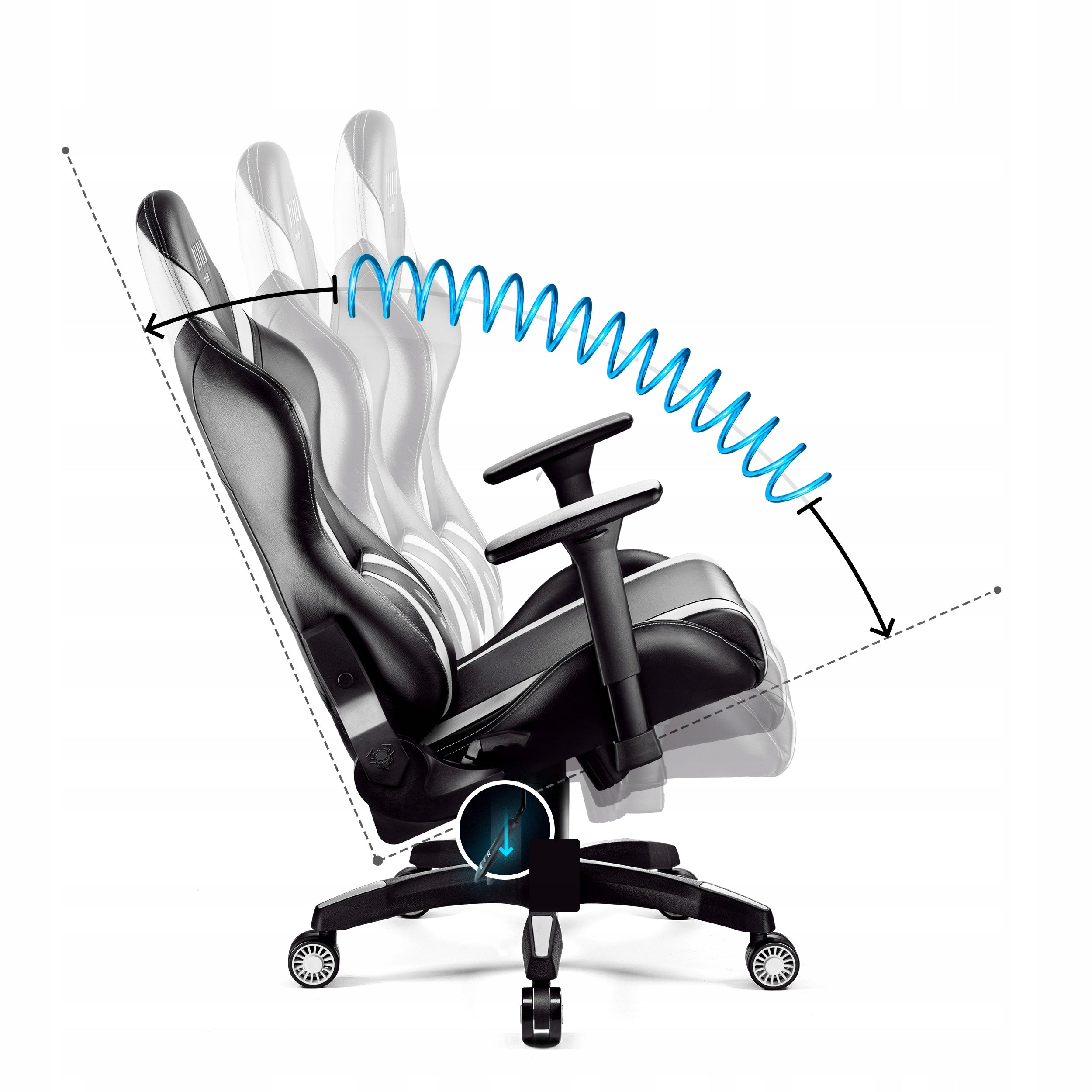 Diablo X-Horn 2.0 Normal Size Gaming Chair Black and White Faux Leather White Furniture height 134 cm