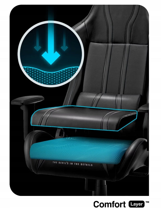 Diablo X-One 2.0 King Size (XL) gaming chair: Black on black Furniture width 74.5 cm