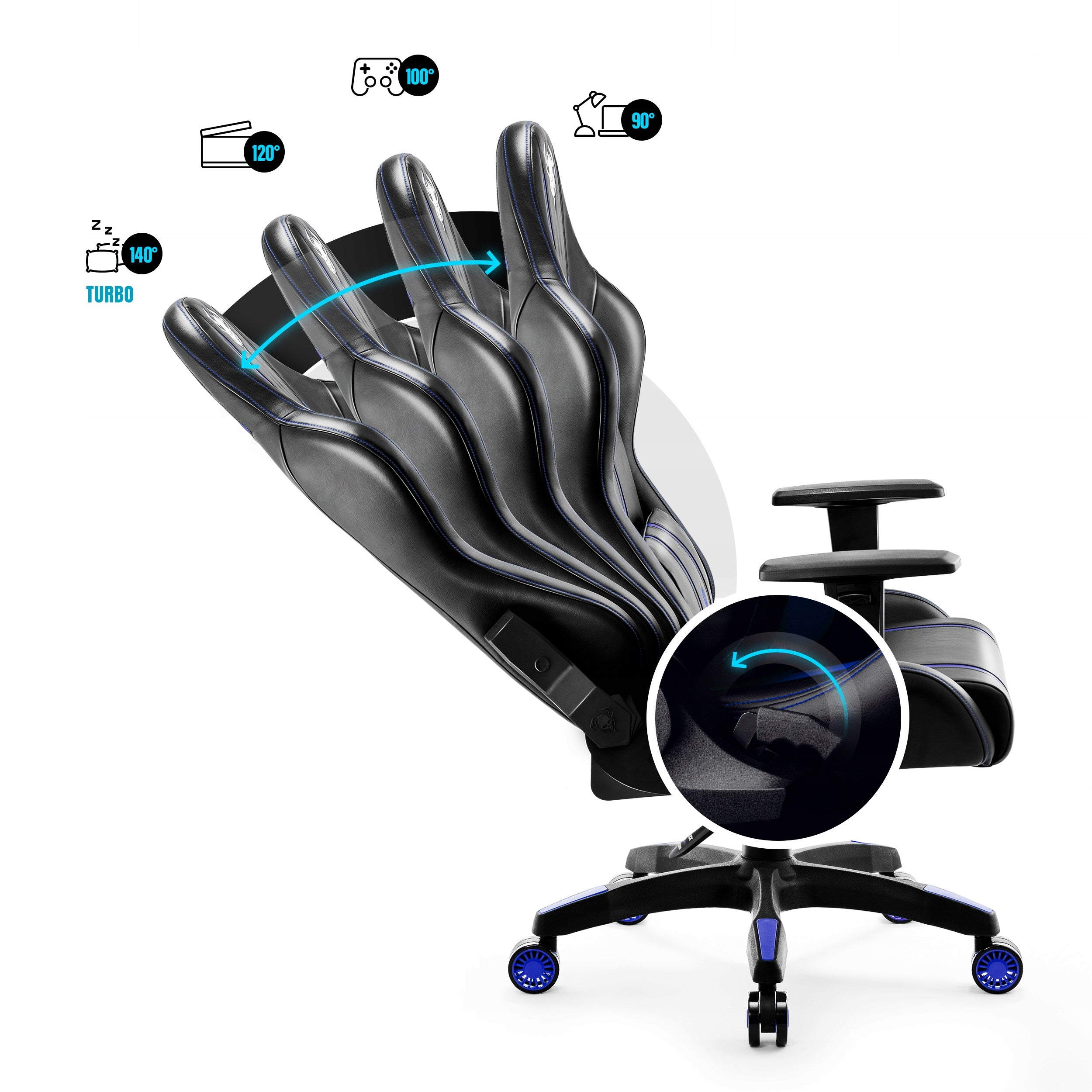 Diablo X-One 2.0 Normal Size Rotary Gaming Chair Black-Blue Furniture height 133 cm