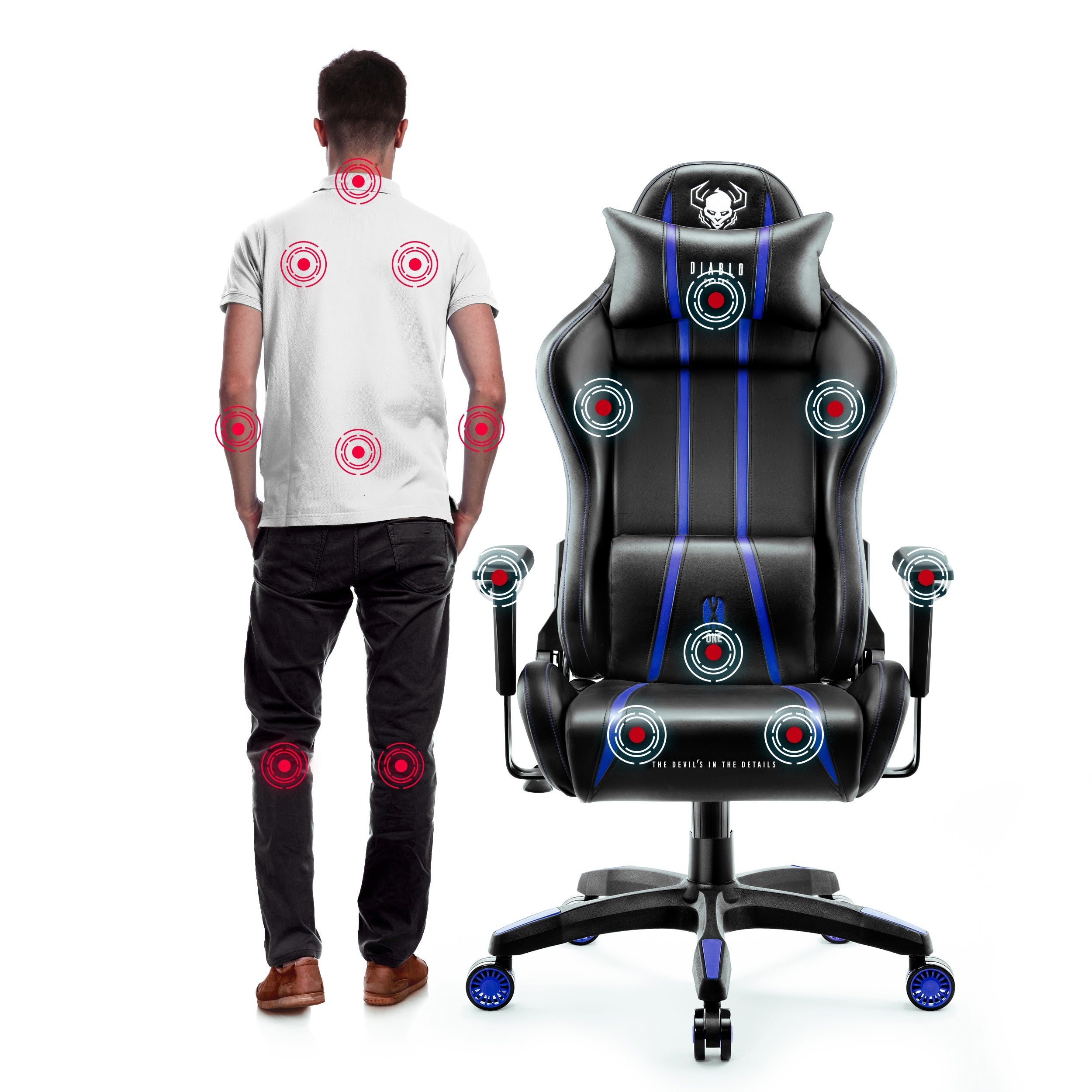 Diablo X-One 2.0 Normal Size Rotary Gaming Chair Black-Blue Furniture width 69 cm