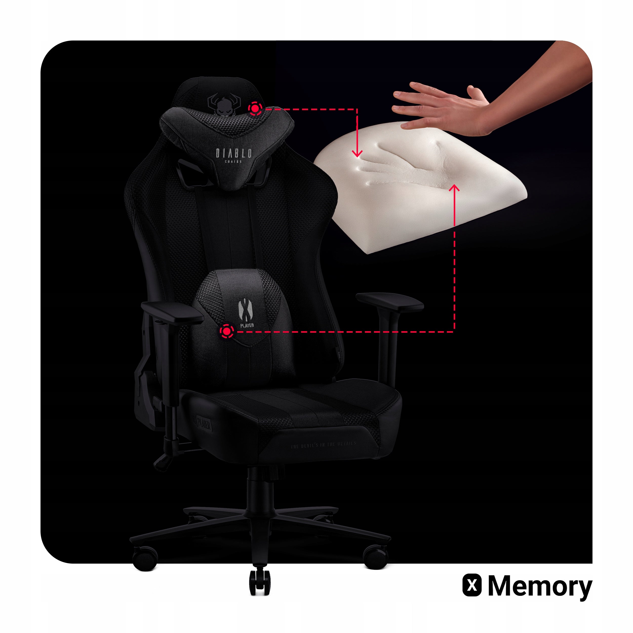 Diablo X-Player 2.0 Gaming Chair Material Normal Size: Black & Black Furniture width 66 cm