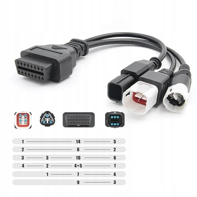 Diagnostic Cable / Adapter 3in1 Yamaha HONDA 3 pin 4 pin 6pin - OBD2 Manufacturer code Adapter Honda Yamaha 3 w 1