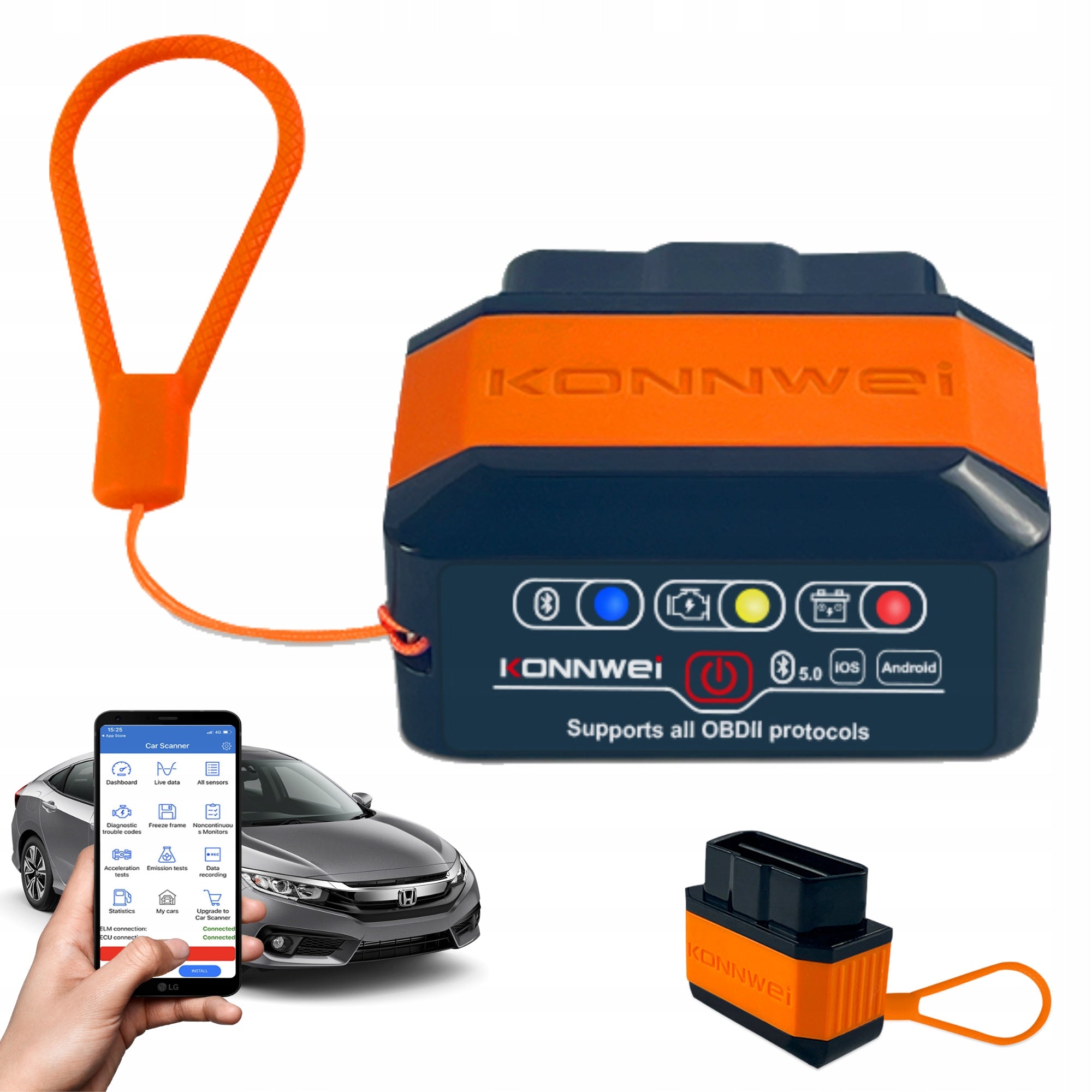Diagnostic interface Konnwei KW905 Polish ELM327 OBD2 Bluetooth 5.0