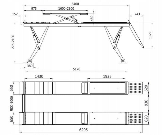 Diagnostic scissor lift 8 cylinders INVENTO SL 555Y LT Manufacturer code INVSL555YLT