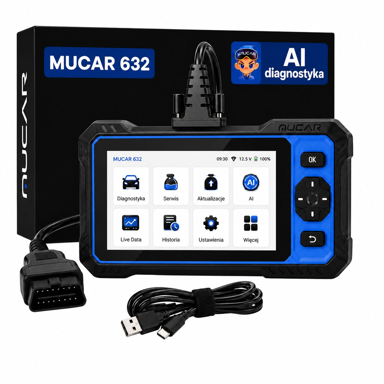 Diagnostic tester MUCAR 632 language PL, AI, CAN FD lifetime updates
