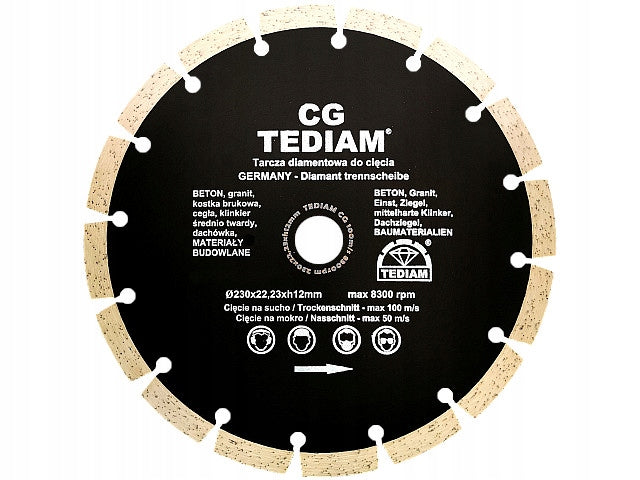 Diamond disc 230 for concrete cubes bricks POWER Brand TEDIAM