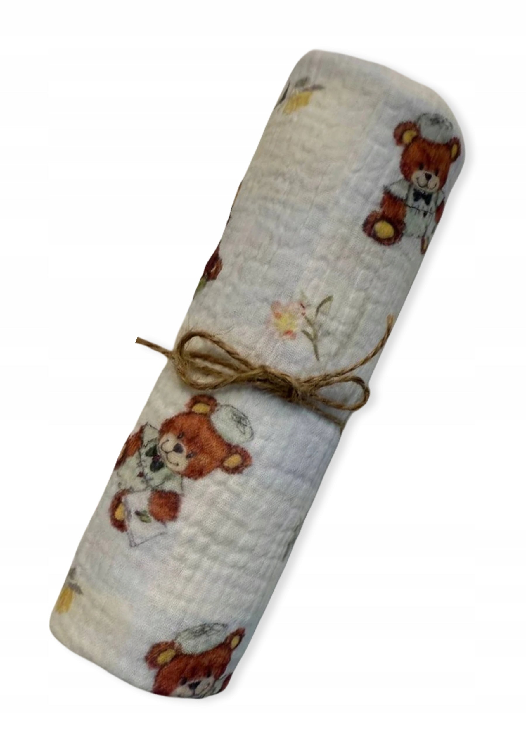 Diaper MUSLIN cotton 100% 80x60 diaper COTTON pattern BEAR FLOWER