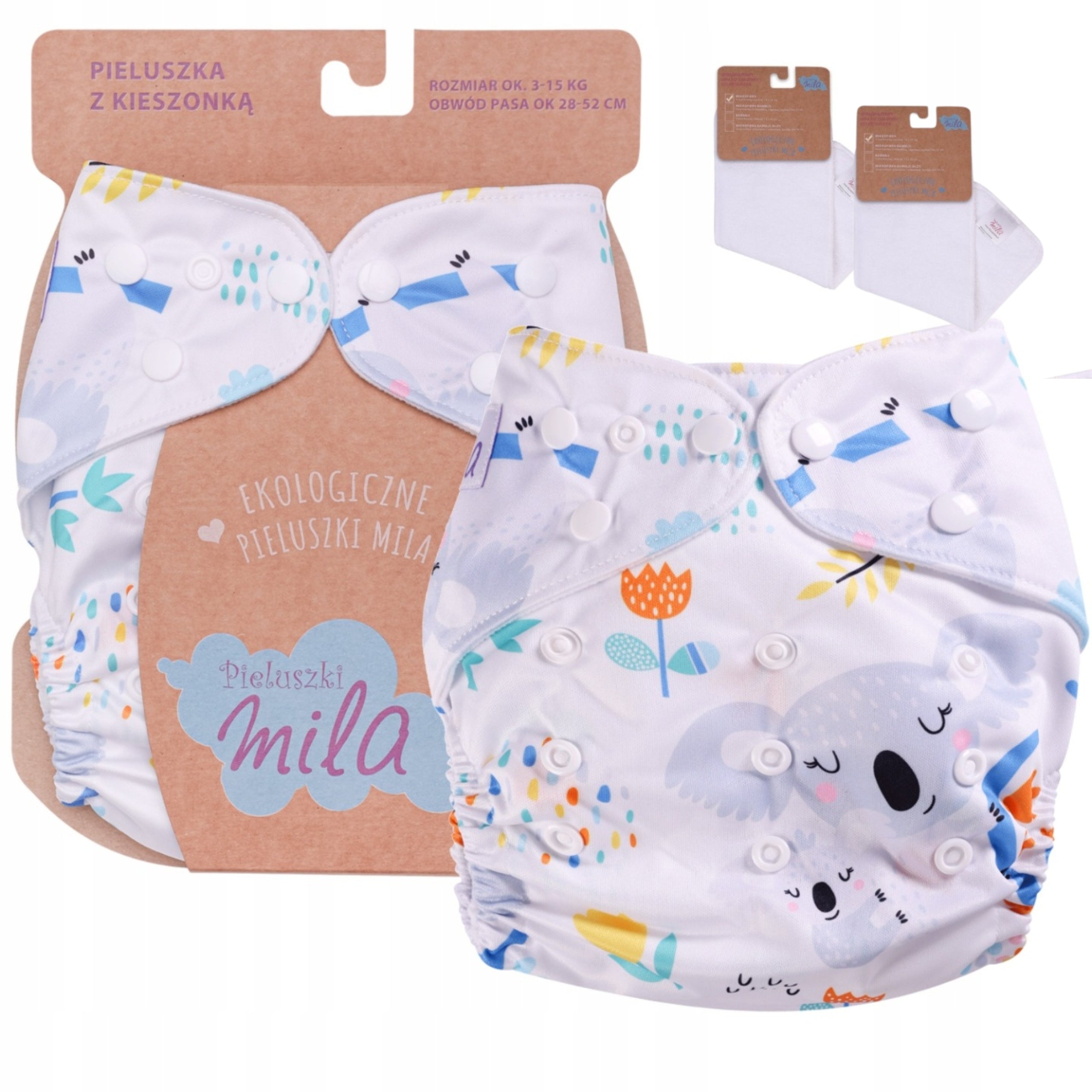 Diaper Reusable Diapers with POCKET + 2 PUL CARTRIDGES FREEBIE KOALA BEAR