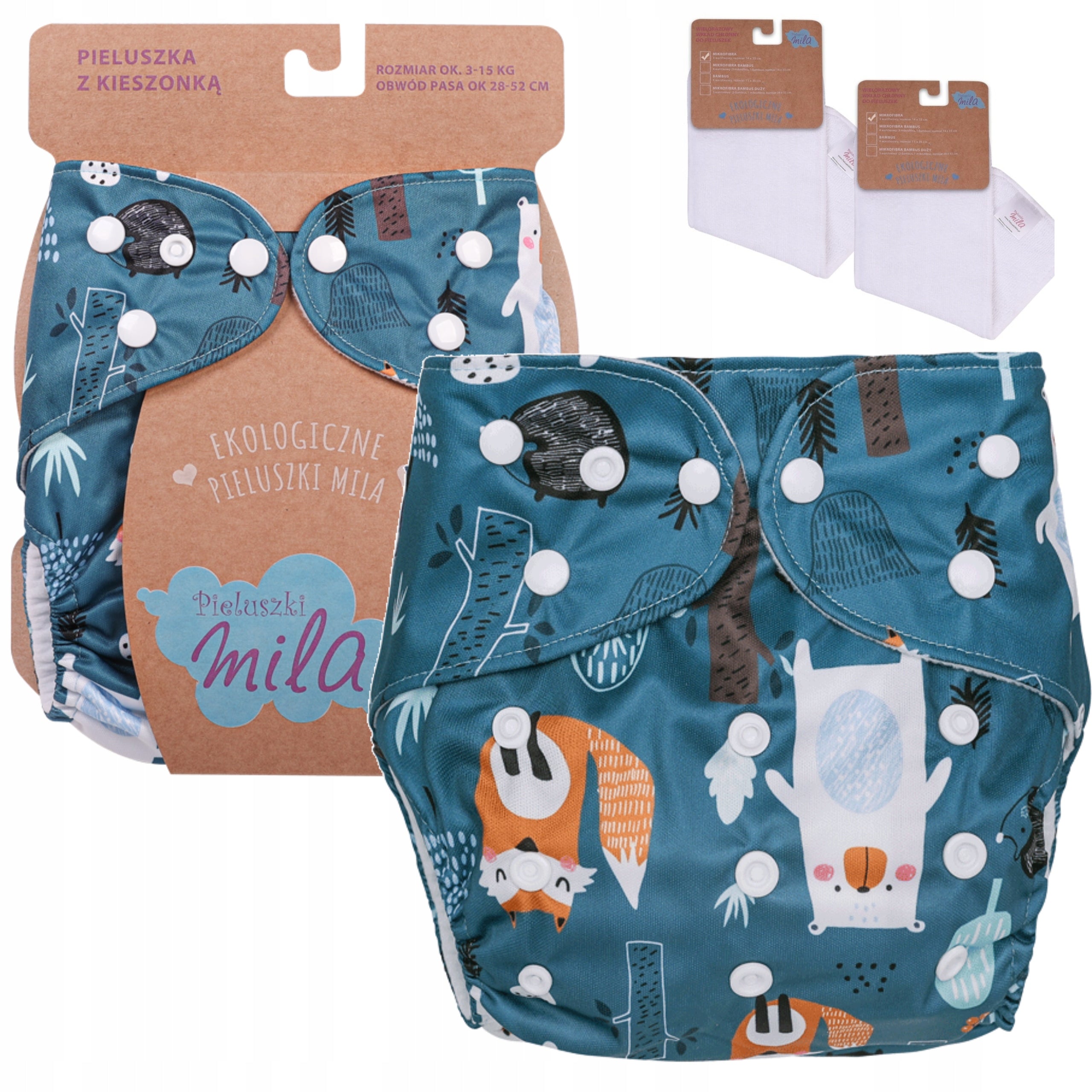 Diaper Reusable Mile with Pocket + 2 CARTRIDGES FREEBIE NAVY BLUE TEDDY BEARS