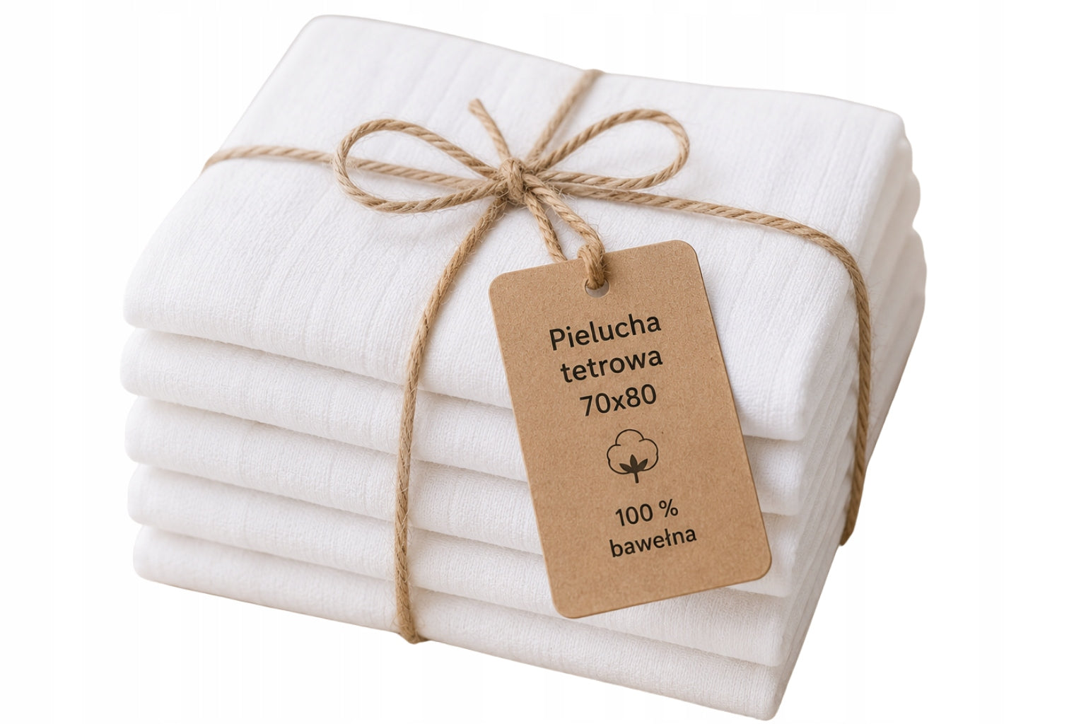 Diaper TETRA White 70x80 100% Cotton TETRA for Infants 5 pcs. SET