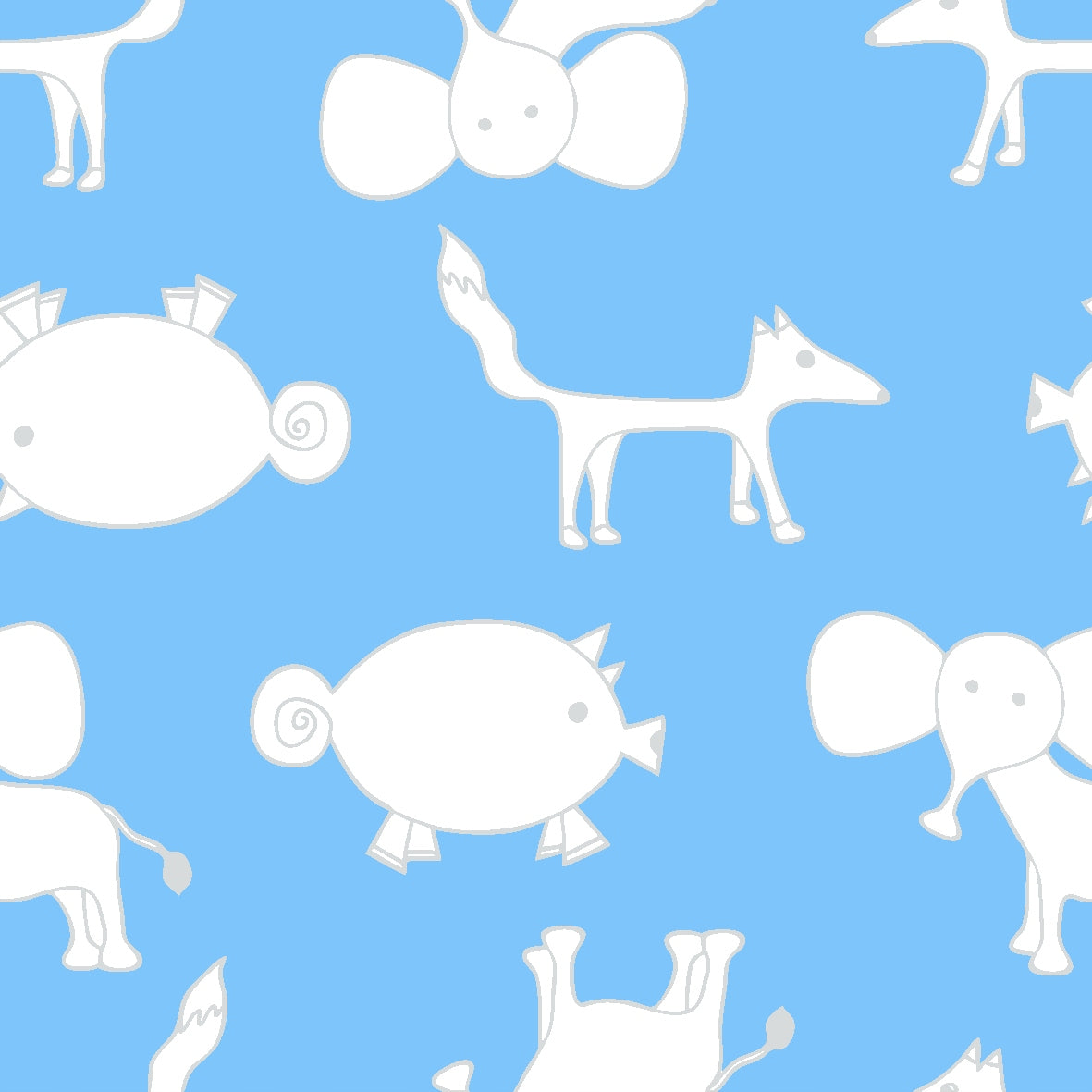 Diapers 100% bamboo ANIMALS blue - 75x75cm Diapers type reusable