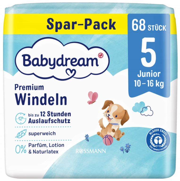 Diapers Babydream Premium Size 5 junior - 68 pieces