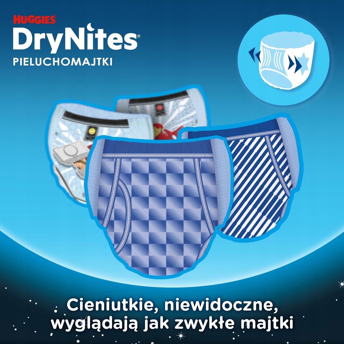 Diapers Huggies DRYNITES Boy size 4-7 (17-30kg) 50pcs. Brand Huggies