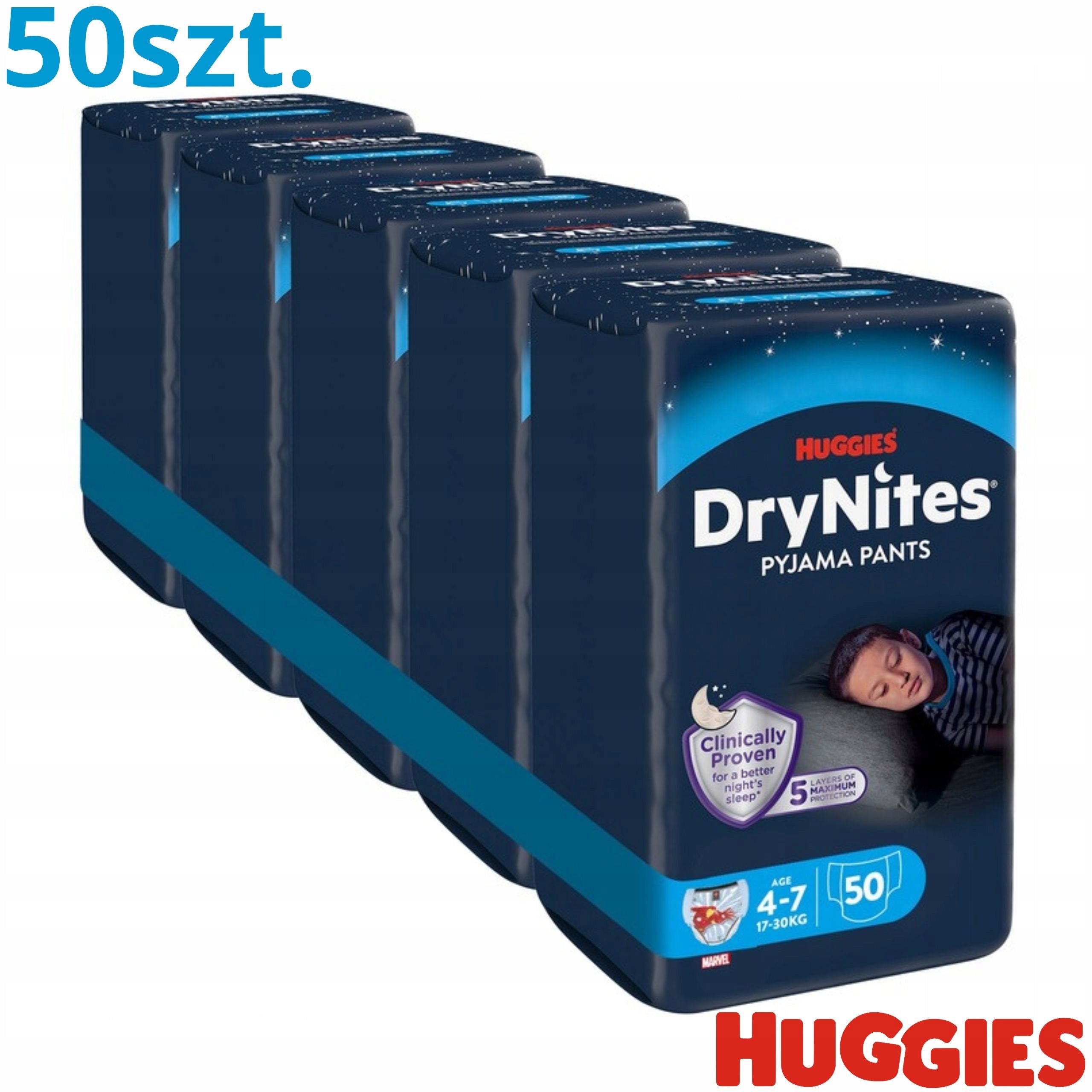 Diapers Huggies DRYNITES Boy size 4-7 (17-30kg) 50pcs.