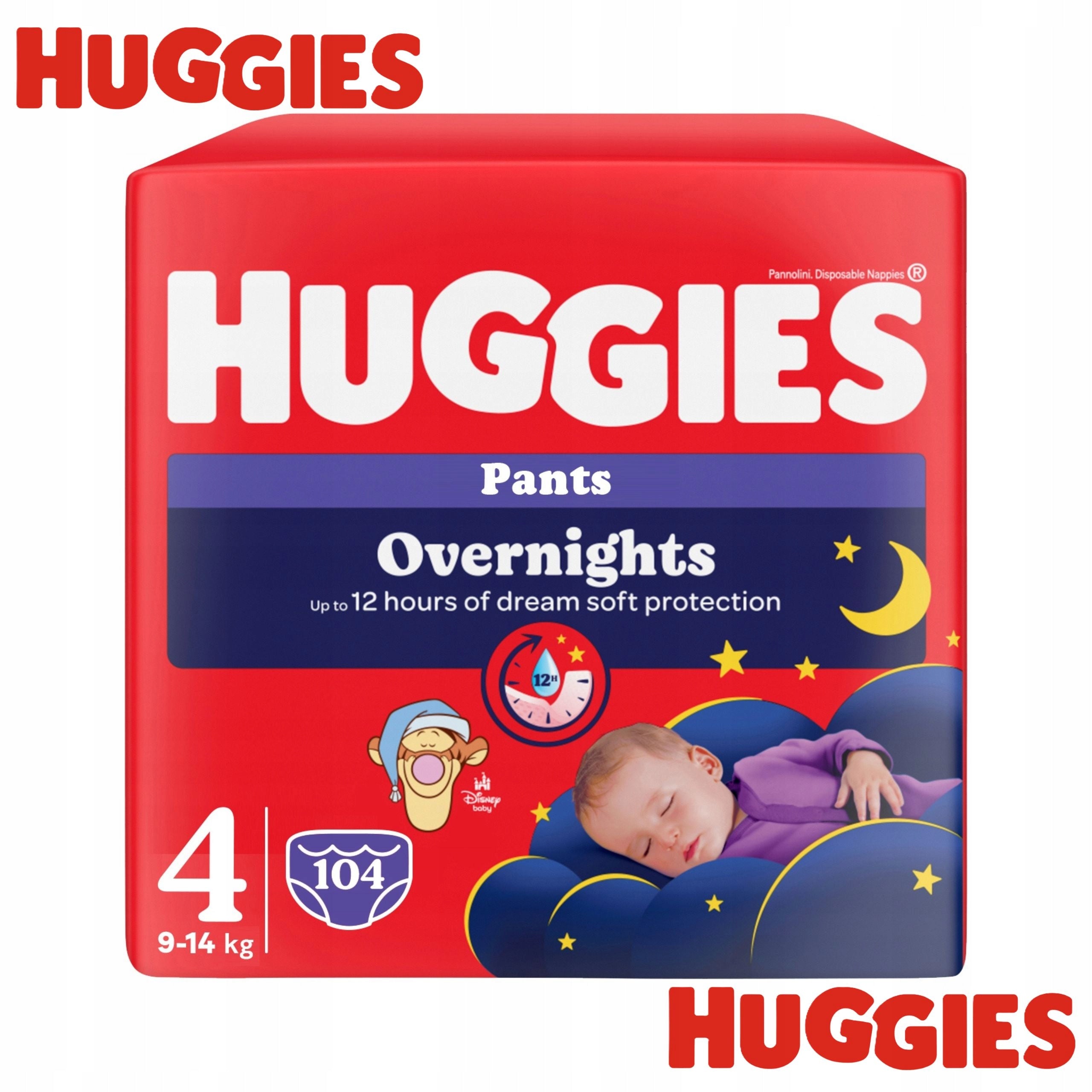 Diapers Huggies Overnights Pants Size 4 (9-14kg) 104pcs