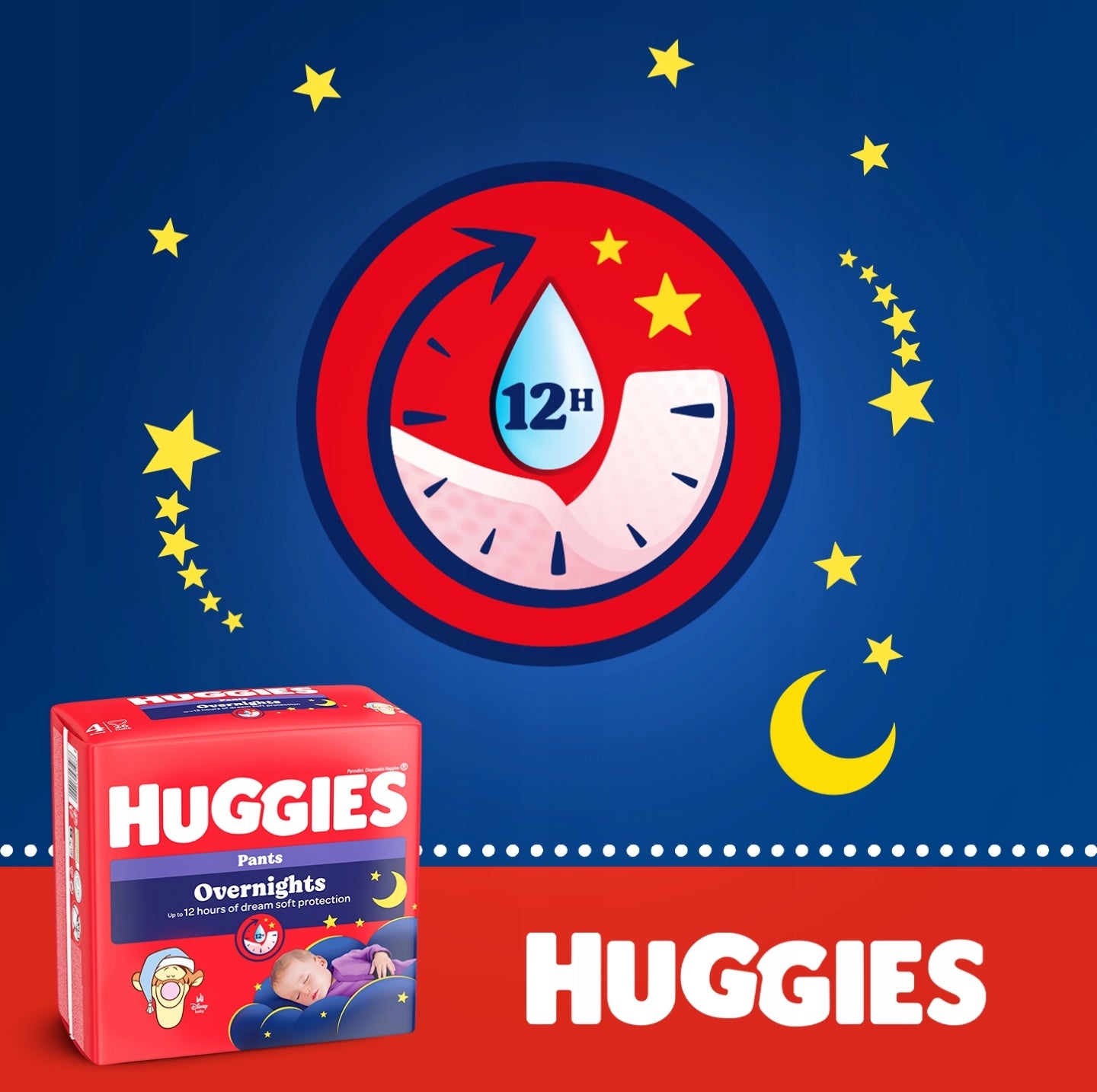 Diapers Huggies Overnights Pants Size 5 (12-17 kg) 72pcs Brand Huggies