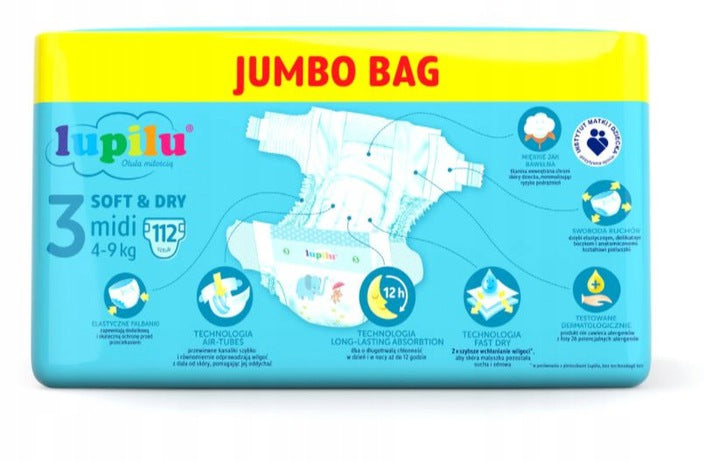 Diapers Lupilu Soft & Dry 3 Midi 112 pcs. Packaging status original