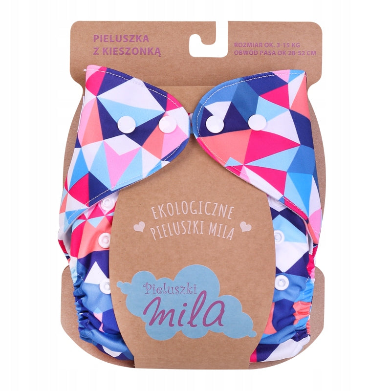 Diapers Reusable PUL POCKET + 2 CARTRIDGES FREEBIE COLORFUL in Triangles Manufacturer code K210