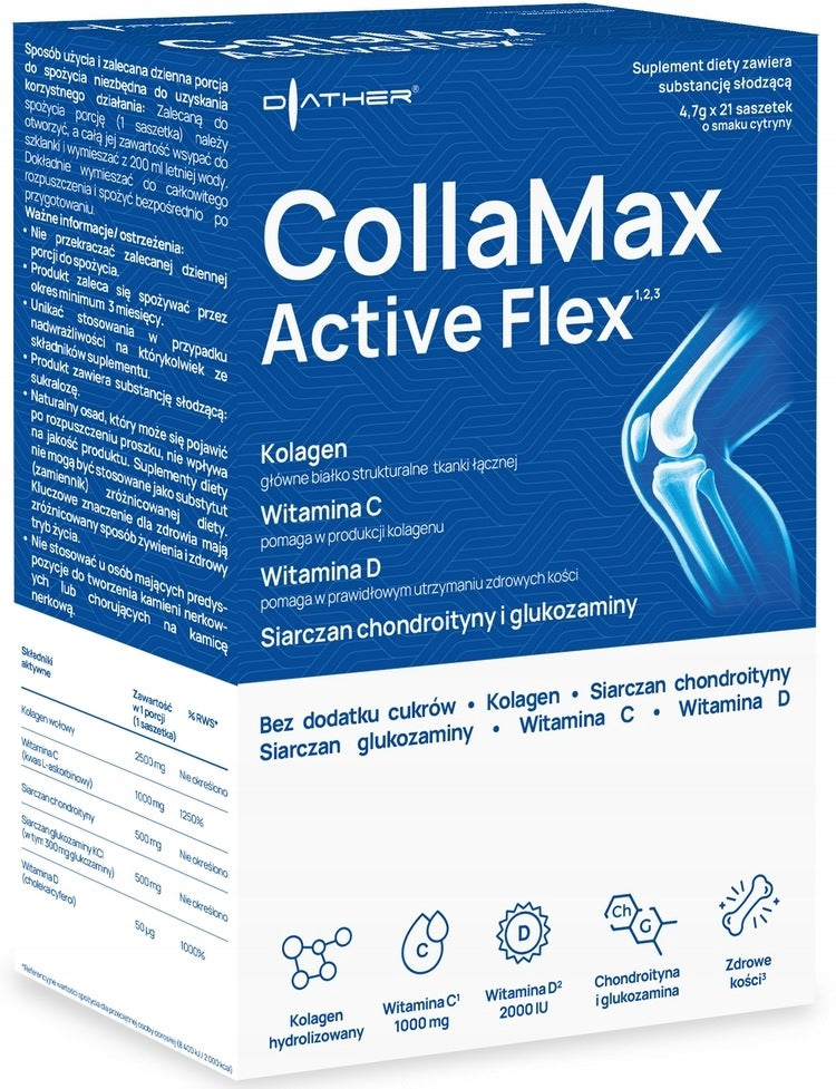 Diather Collamax Active Flex for joints lemon flavour 21 sash.