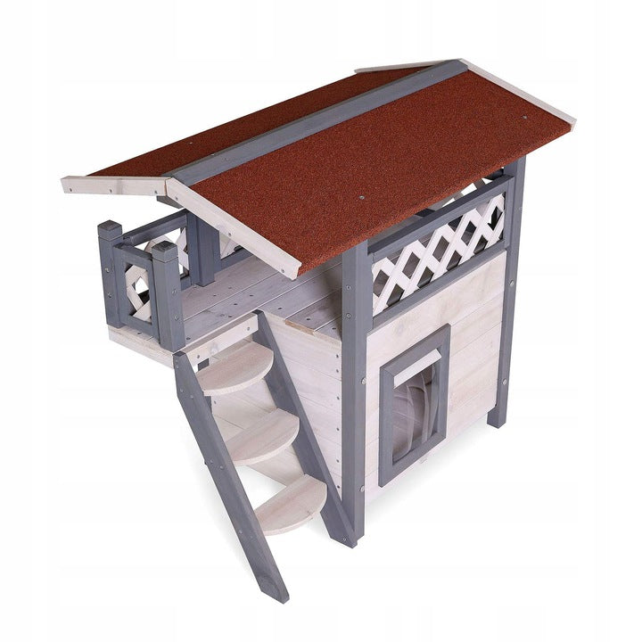 Dibea CH10811 Wooden Cat House, 77 x 50 x Color gray