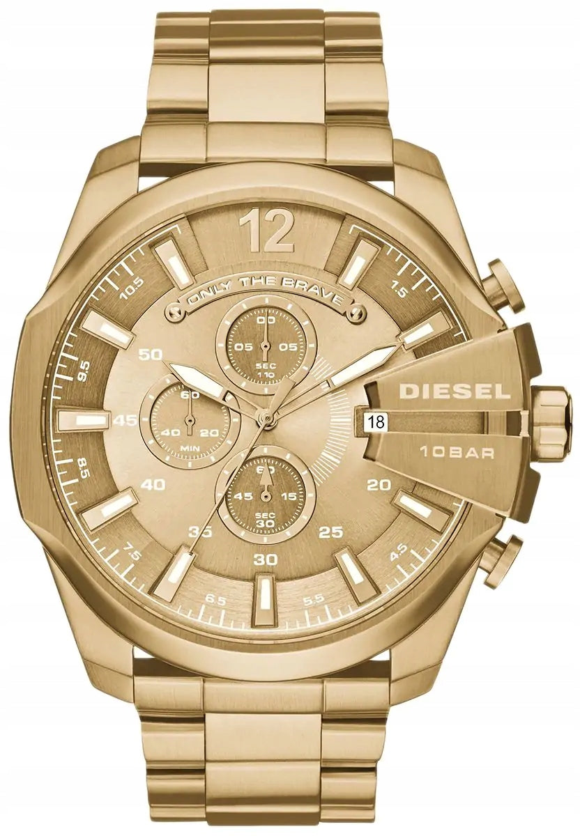 Diesel men's watch DZ4360 large dial, gold color, bracelet