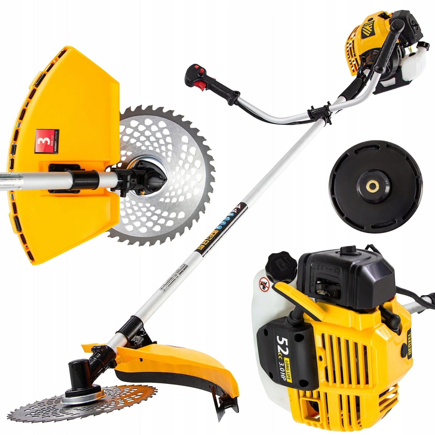 Diesel scythe 3HP Denzel 52DT + disc + line head trimmer